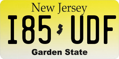 NJ license plate I85UDF
