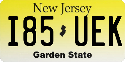 NJ license plate I85UEK