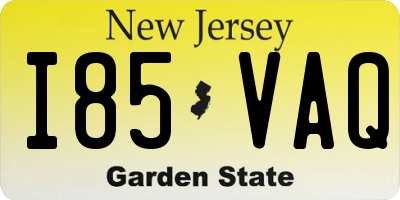 NJ license plate I85VAQ