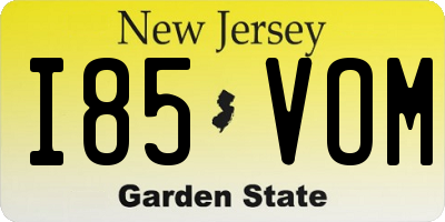 NJ license plate I85VOM