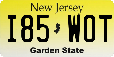 NJ license plate I85WOT