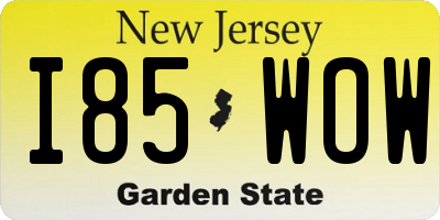 NJ license plate I85WOW