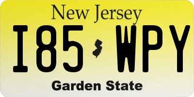 NJ license plate I85WPY