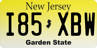 NJ license plate I85XBW