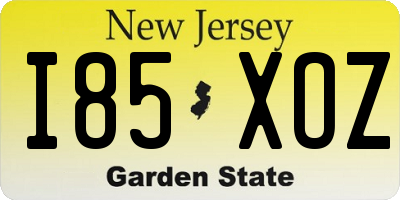 NJ license plate I85XOZ