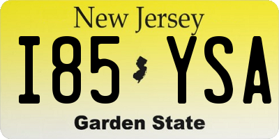 NJ license plate I85YSA