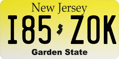NJ license plate I85ZOK