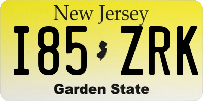 NJ license plate I85ZRK