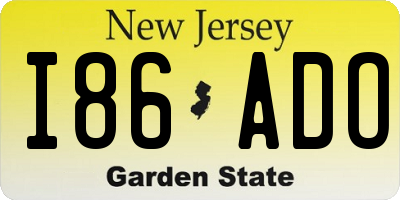 NJ license plate I86ADO