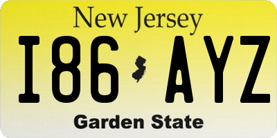 NJ license plate I86AYZ