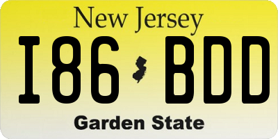 NJ license plate I86BDD