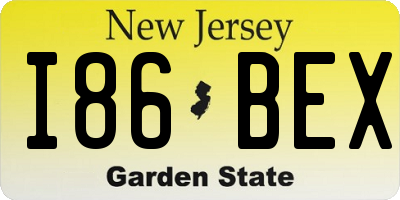 NJ license plate I86BEX