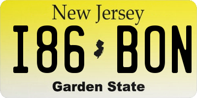 NJ license plate I86BON