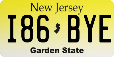 NJ license plate I86BYE