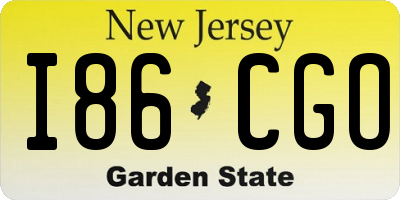 NJ license plate I86CGO