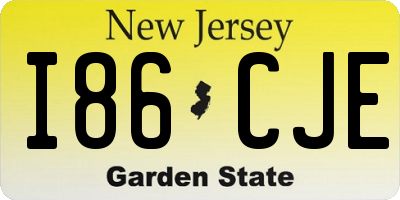 NJ license plate I86CJE