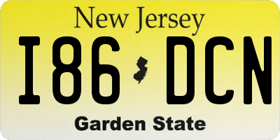 NJ license plate I86DCN