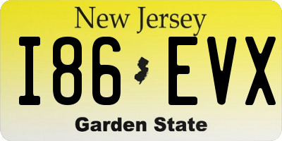 NJ license plate I86EVX
