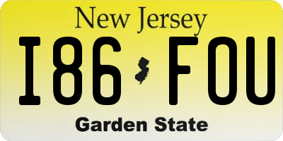 NJ license plate I86FOU