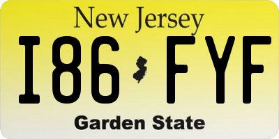 NJ license plate I86FYF
