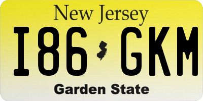NJ license plate I86GKM