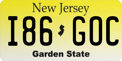 NJ license plate I86GOC