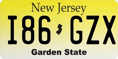 NJ license plate I86GZX