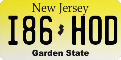 NJ license plate I86HOD