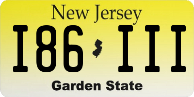 NJ license plate I86III