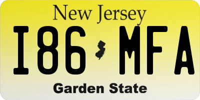 NJ license plate I86MFA