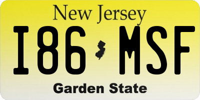 NJ license plate I86MSF