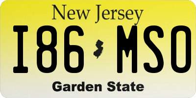 NJ license plate I86MSO
