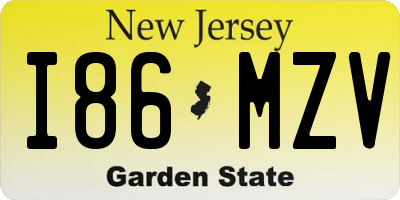 NJ license plate I86MZV