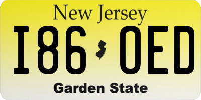 NJ license plate I86OED