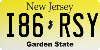 NJ license plate I86RSY