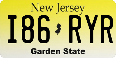 NJ license plate I86RYR