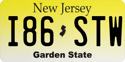 NJ license plate I86STW