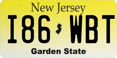 NJ license plate I86WBT
