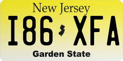NJ license plate I86XFA