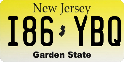 NJ license plate I86YBQ