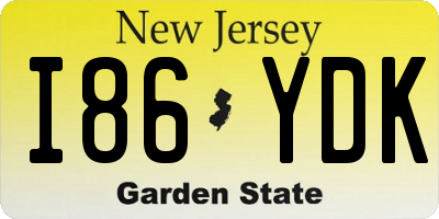 NJ license plate I86YDK