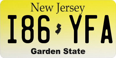 NJ license plate I86YFA