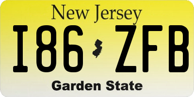 NJ license plate I86ZFB