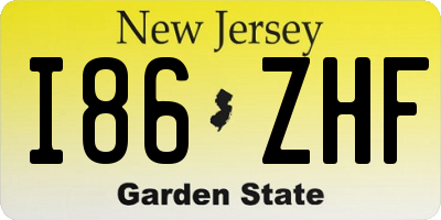 NJ license plate I86ZHF