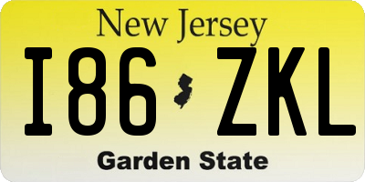 NJ license plate I86ZKL