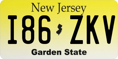 NJ license plate I86ZKV