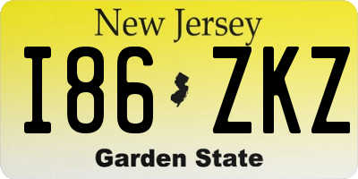 NJ license plate I86ZKZ