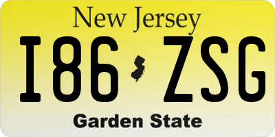 NJ license plate I86ZSG
