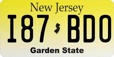NJ license plate I87BDO