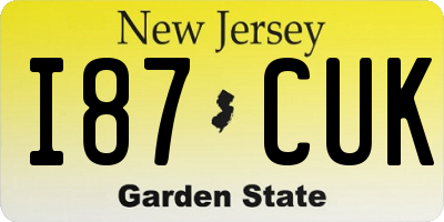 NJ license plate I87CUK